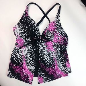 Sweet Escape 8 Pink White Black Tankini Swim Top